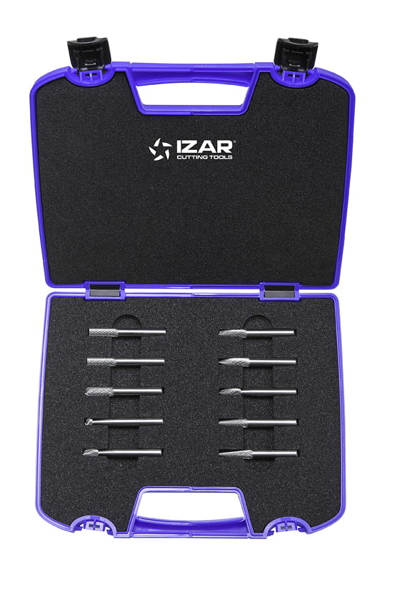 Juego 10 fresas rotativas de metal duro, diámetro 6, IZAR