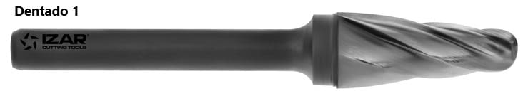 Fresa rotativa con forma cónica redondeada de metal duro  IZAR