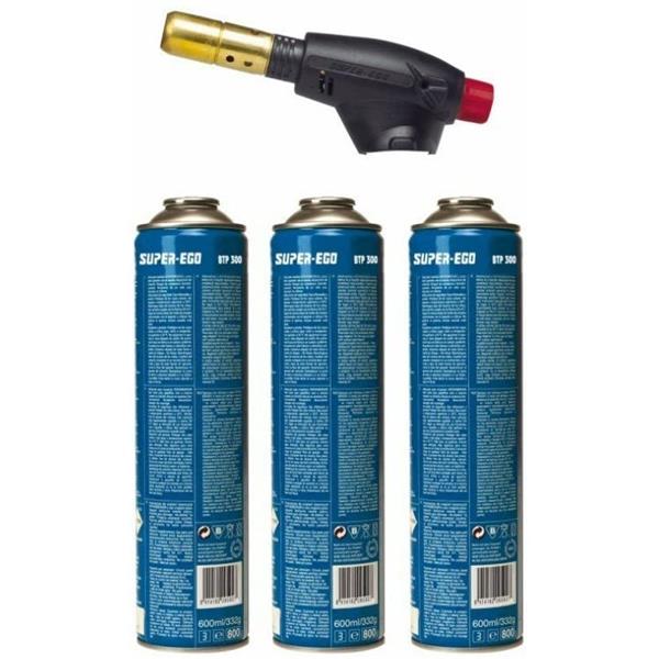SOPLETE GAS SEGOFIRE + 3 BOTELLAS 600ML/332G SUPER-EGO *OFERTA*