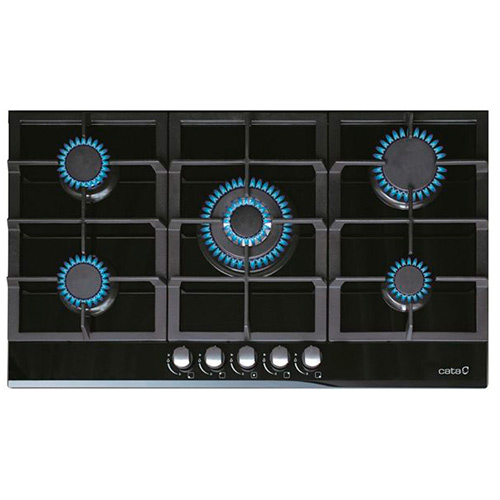 Placas de gas - CATA Encimera Gas LCI 9041 BK 5 Zonas Cristal Negro
