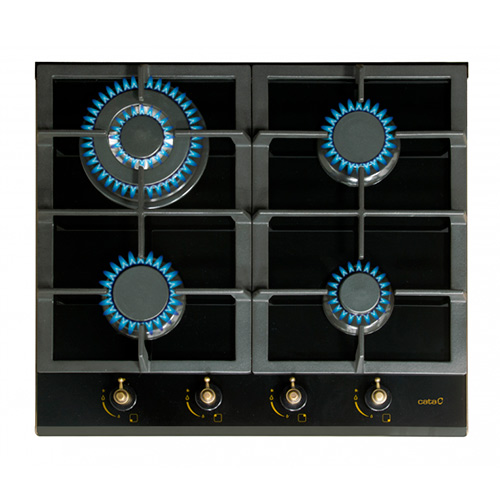 Placas de gas - CATA Encimera Gas RCI 631 BK 4 Fuegos Cristal Negro