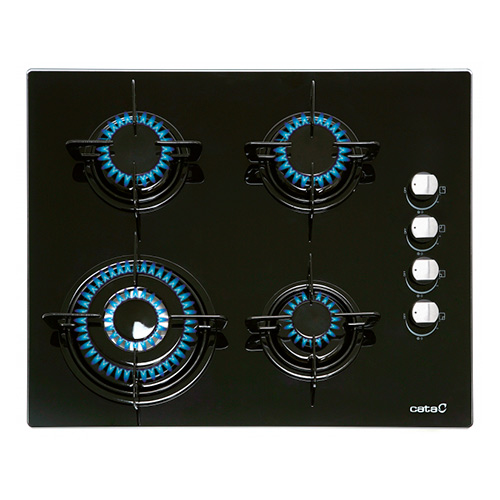 Placas de gas - CATA Encimera Gas CI 631 BK 4 Fuegos Cristal Negro
