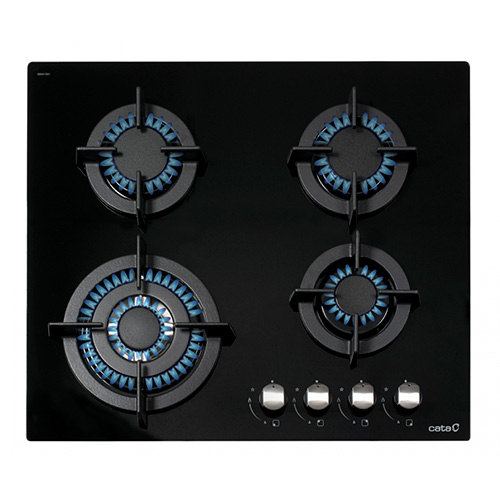 Placas de gas - CATA Encimera Gas CCI 6031 BK 4 Fuegos Cristal Negro
