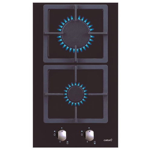 Placas de gas - CATA Encimera Gas SCI 3002 BK 2 Fuegos Cristal Negro