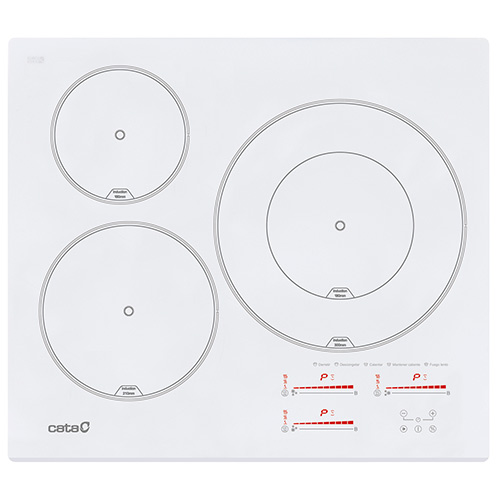 Placas de inducción - CATA Encimera Inducción INSB 6030 WH 3 Zonas Cristal Blanco
