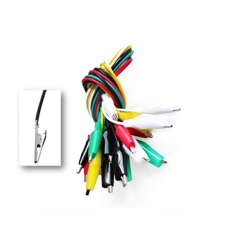 10 Cables cocodrilo en 5 colores - Cables de Prueba con Clip Cocodrilo