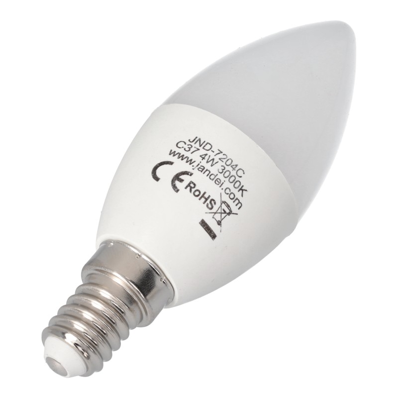 10x Bombilla led vela 4W rosca E14 3000K tipo C37