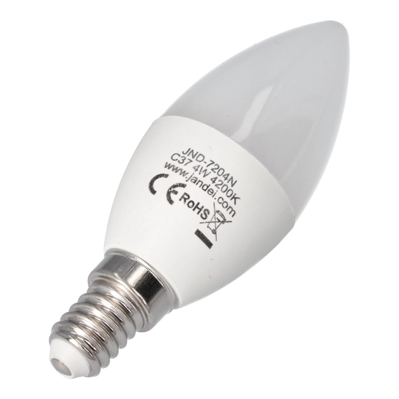 10x Bombilla led vela 4W rosca E14 4200K tipo C37