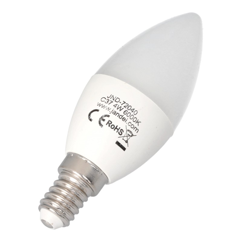 10x Bombilla led vela 4W rosca E14 6000K tipo C37