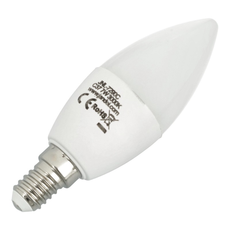 10x Bombilla led vela 7W rosca E14 3000K tipo C37