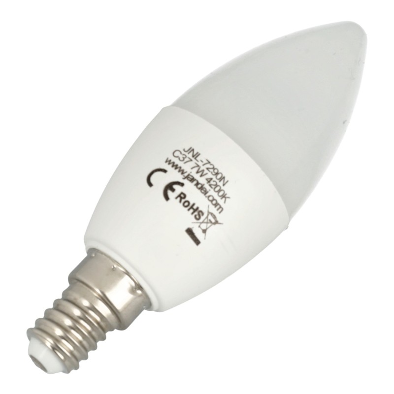 10x Bombilla led vela 7W rosca E14 4200K tipo C37