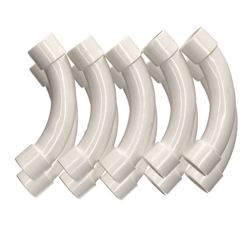 10x Curva de empalme 90 grados para Tubo de cables Blanco Diámetro 32 mm