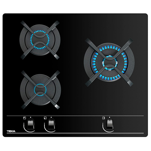 Placas de gas - TEKA Encimera Gas Natural GBC 63010 3 Fuegos Cristal Negro