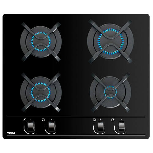Placas de gas - TEKA Encimera Gas Butano GBC 64000 KBB 4 Fuegos Cristal Negro
