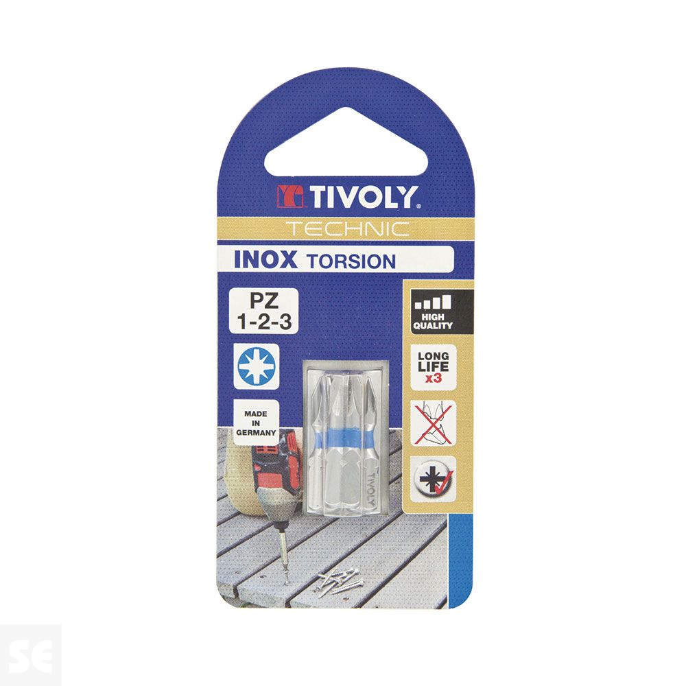 Puntas Atornillar Inox Torsión Pozidriv. Pz1