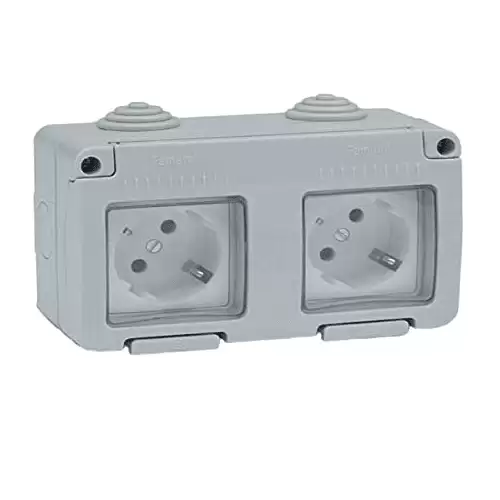 Doble Base Enchufe Estanco 16A IP55  Blanco