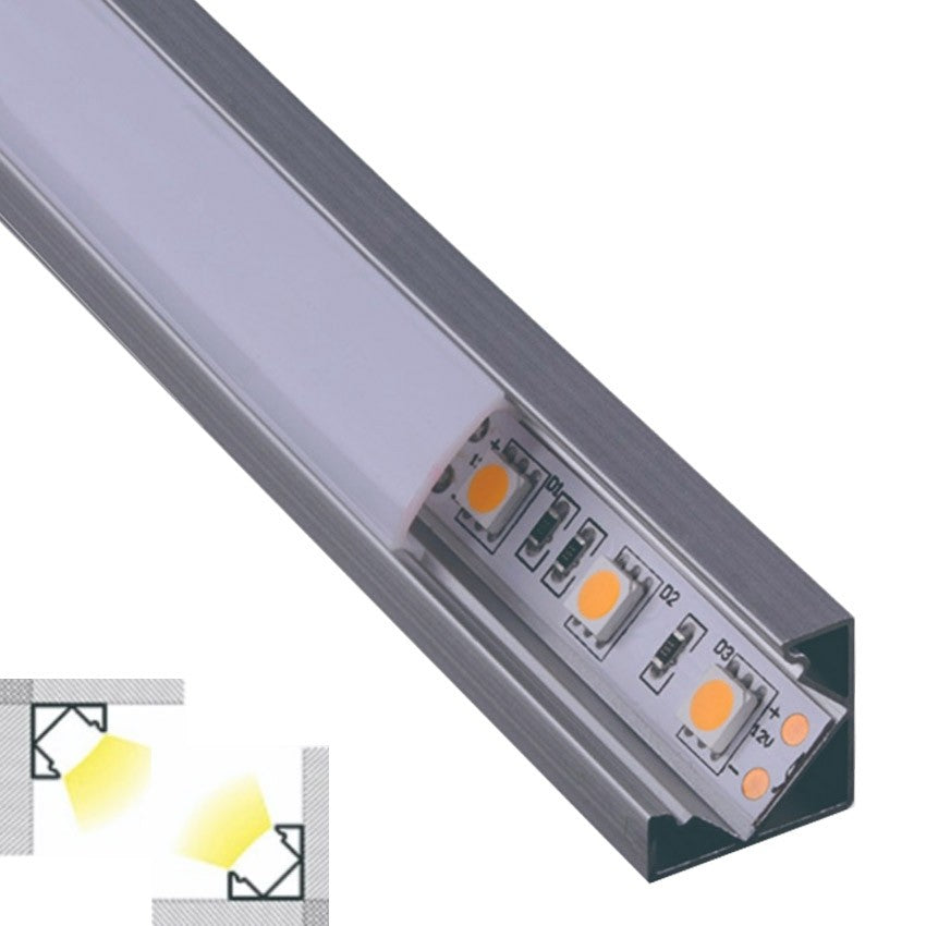 Perfil Aluminio Esquina Recto Tiras LED