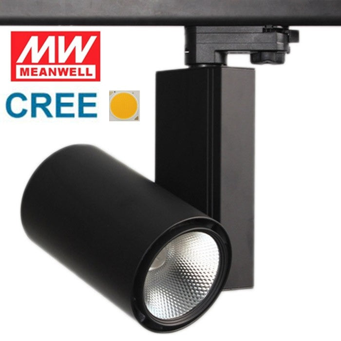 Foco Carril LED COB CREE 30W Negro F. Meanwell