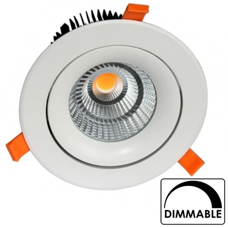 Empotrable COB 35W 180mm Diam Regulable Redondo Blanco Basculante