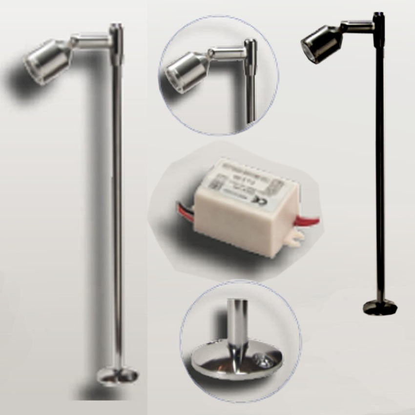 Foco LED Vitrina 250mm Base + Barra 1W / 3W