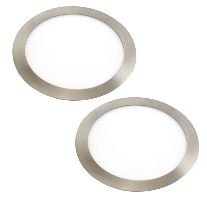2x Downlight led 18W 6000K redondo empotrar acabado acero
