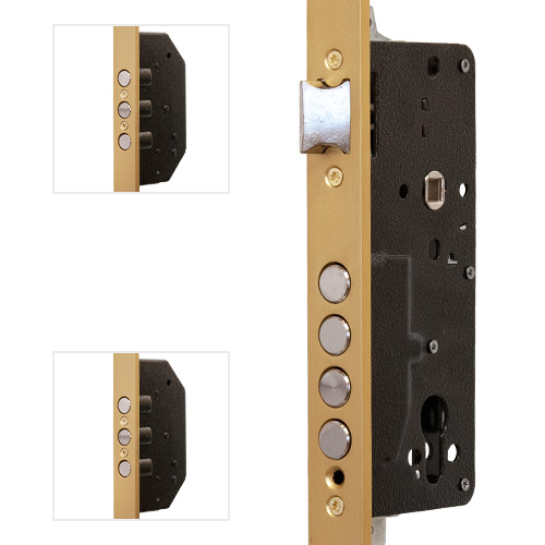 Cerraduras de seguridad - Cerradura Seguridad 2000B 5 Puntos Cerradero 45 mm Aluminio Dorado