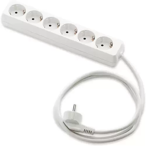 Base De Enchufe 6 Tomas Sin Interruptor  Blanco