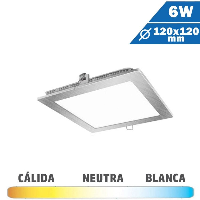 Panel LED Cuadrado Níquel 6W  120 x 120mm