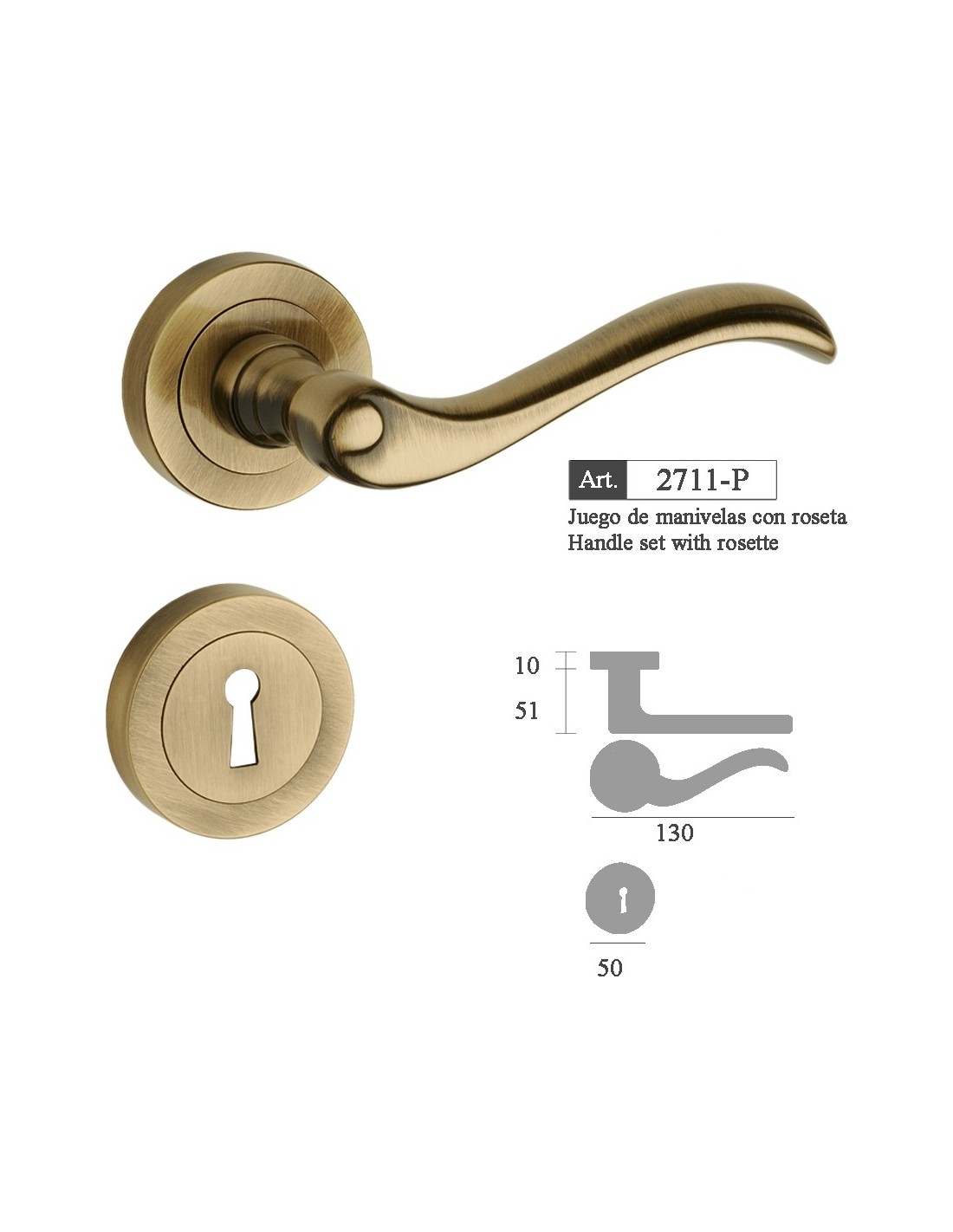 2711-P MANILLA ROSETA, Bronce Ingles.