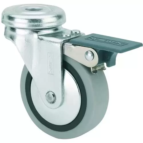 Rueda Pivotante Industrial De Goma Con Freno 50 Mm  Gris