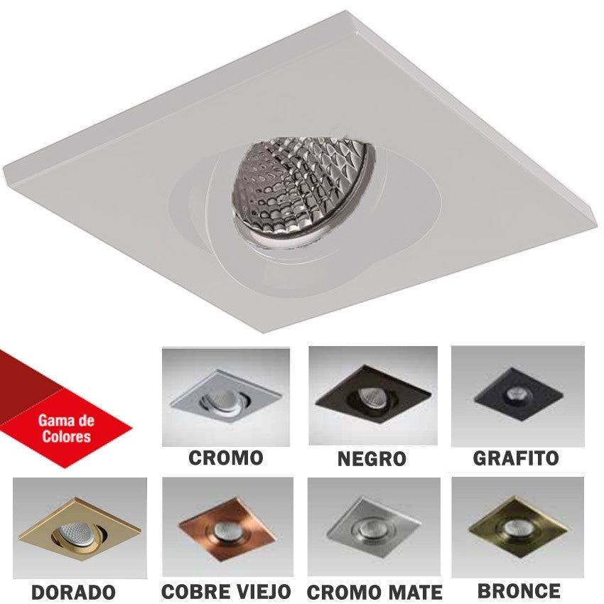 ARO EMPOTRABLE BASCULANTE CUADRADO 98x98mm GU10