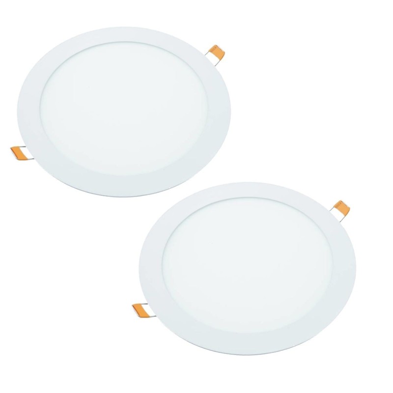 2x Downlight led 18W redondo empotrar 4200K, aluminio aro blanco mate, para hueco 200-205mm
