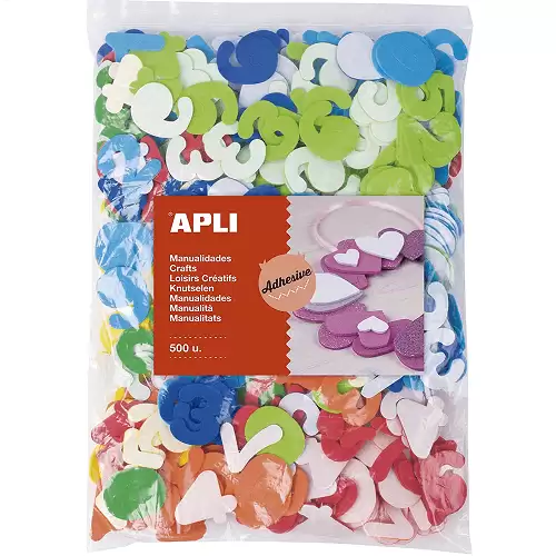 Bolsa 500 Numeros Adhesivos De Goma Eva  Multicolor