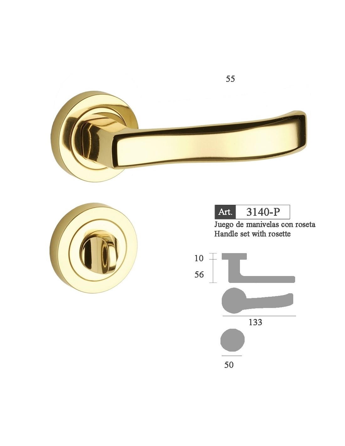 3140 P. Manilla roseta, Laton brillo