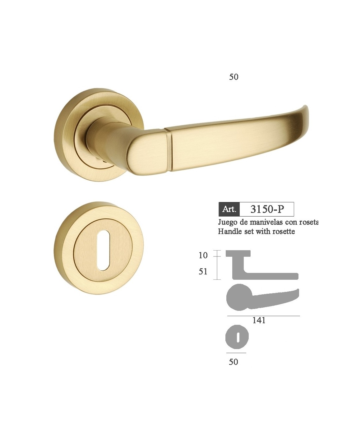 3150-P Manilla roseta, Bronce Ingles.