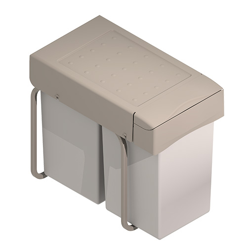 Cubos de basura - Cubo Basura Ecológico Rectangular 14L+14L Beige