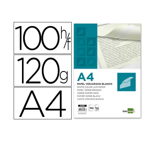 Papel Verjurado Liderpapel A4 120g M2  Blanco