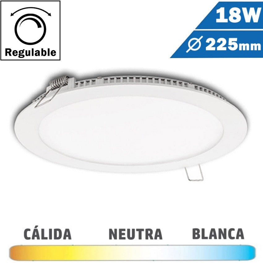 Panel LED Redondo Blanco 18W Regulable 225mm