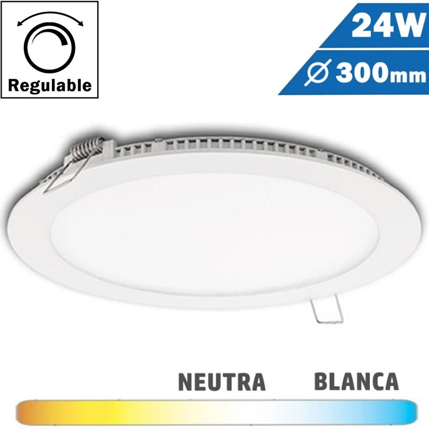 Panel LED Redondo Blanco 24W Regulable 300mm