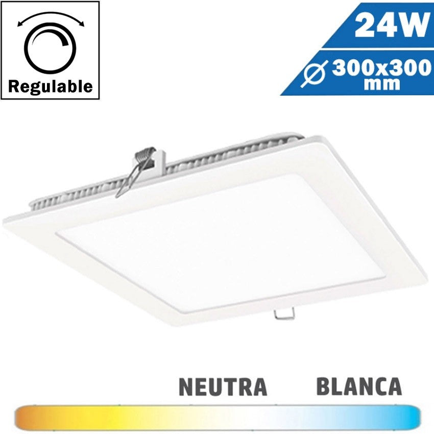 Panel LED Cuadrado Blanco 24W Regulable 300x300mm