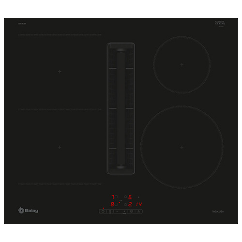 Placas de inducción - BALAY Encimera Inducción con Extractor 3EBC963ER 4 Zonas Cristal Negro