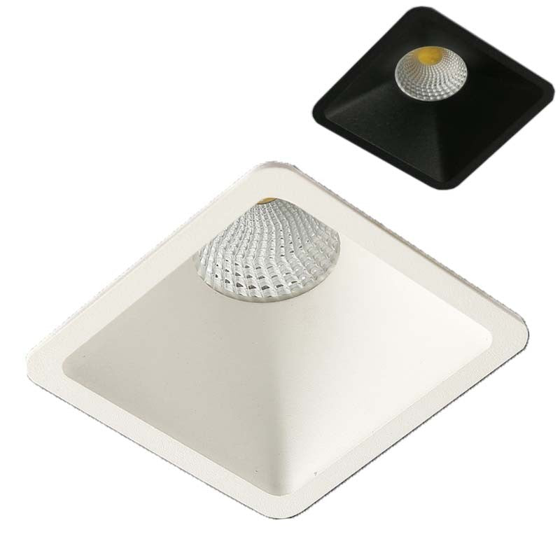 Aro Cuadrado Fijo 90x90mm Luz Indirecta Blanco / Negro