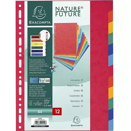 Separadores Para Archivadores Exacompta 12 Posiciones  Multicolor