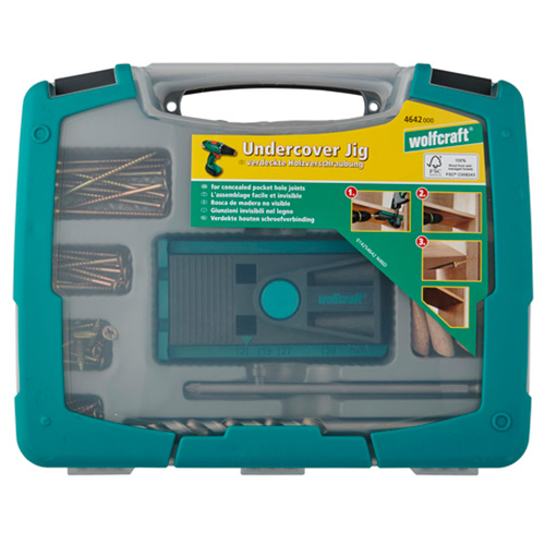 Torniquetes, pinzas y sargentos - Kit Wolfcraft Ensamblaje Invisible en Madera Undercover Jig