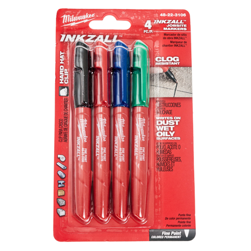 Consumibles para herramientas - Blíster 4 Marcadores MILWAUKEE Inkzall
