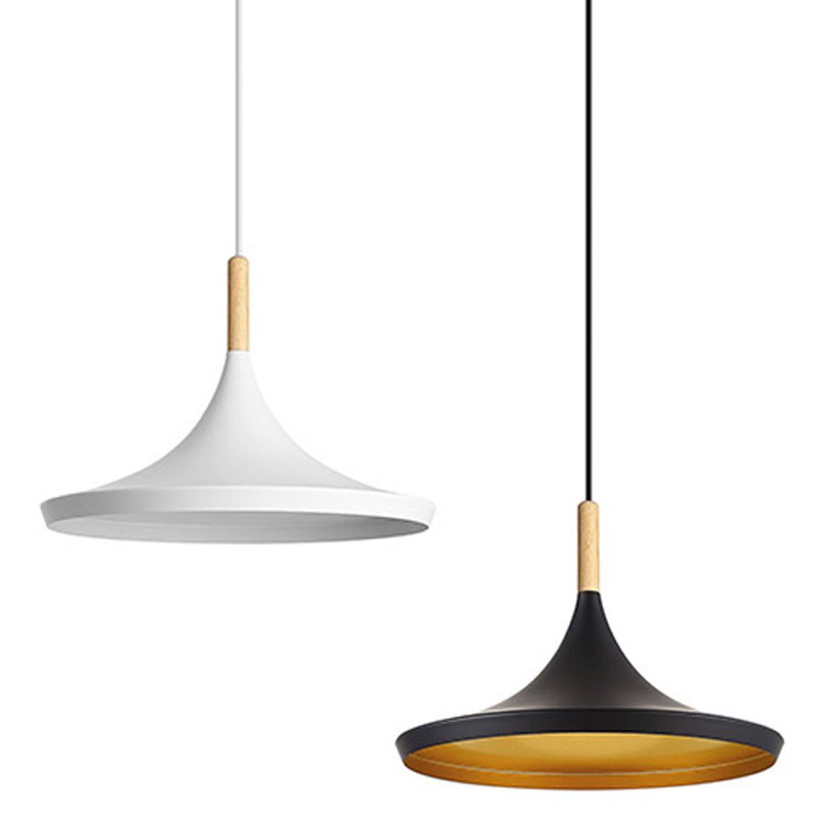 Colgante Techo E27 Vintage Metal Madera Blanco / Negro