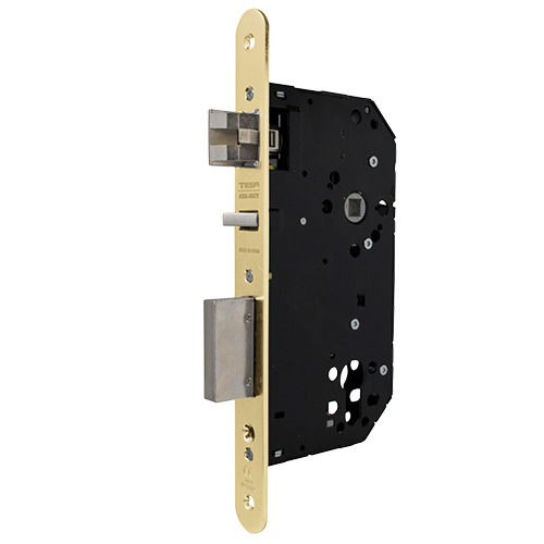 Cerraduras puerta madera - Cerradura 4UBOF 50 mm Antitarjeta Canto Redondo Sin Cilindro Latonado