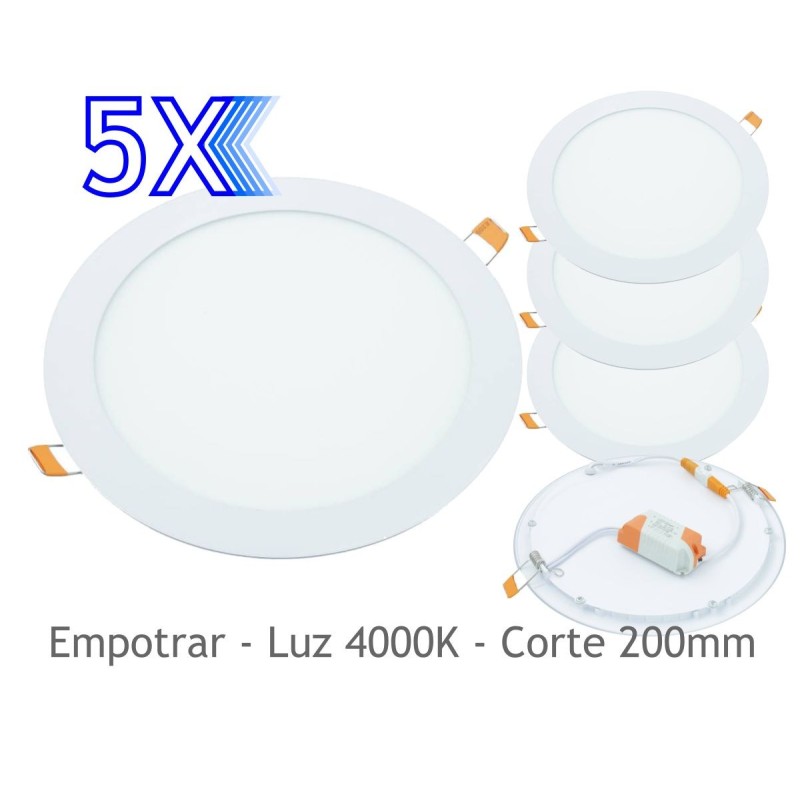 5x Downlight led 18W 4200K redondo empotrar blanco