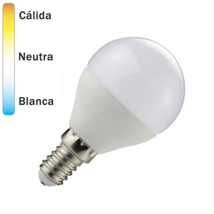 Bombilla LED E14 Esférica Opal 6W