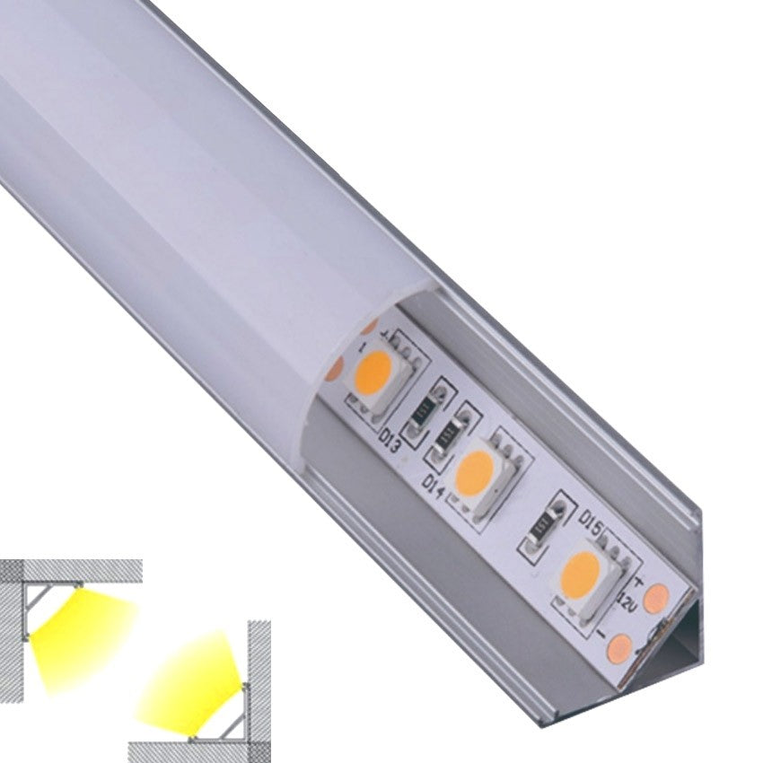 Perfil Aluminio Esquina Curva Tiras LED